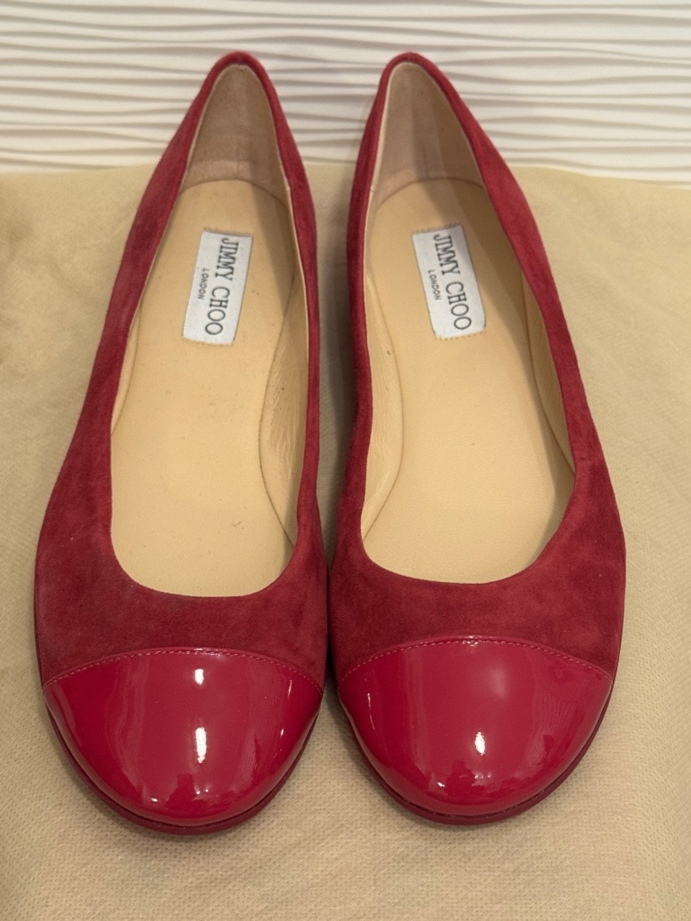Jimmy Choo Gaze Flats Dark Pink Suede Patent Leather - Picture 3 of 7